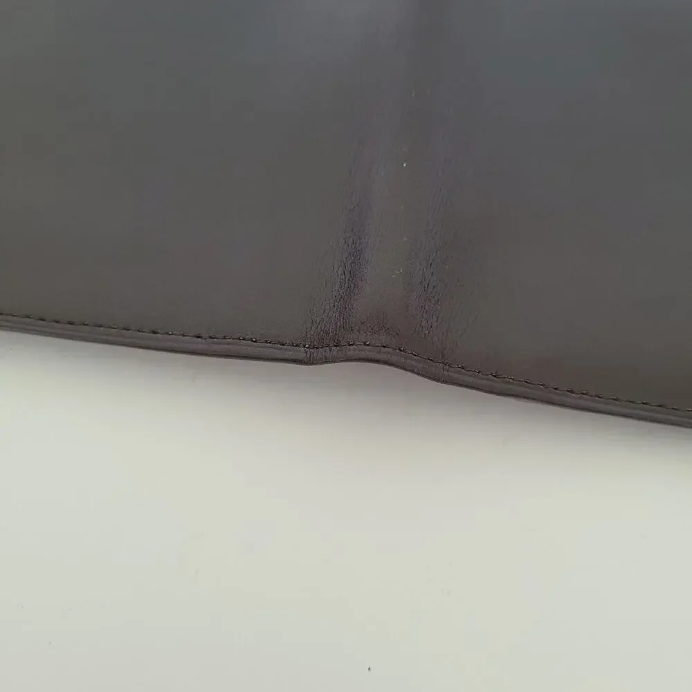 Dunhill Designer Checkbook Card Slim Bill Holder Wallet Brown Bifold Leather Vtg